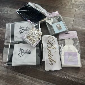 Bachelorette Bride Groom Wedding Gift Box bride canvas bag, sash 10 pins 60 pc
